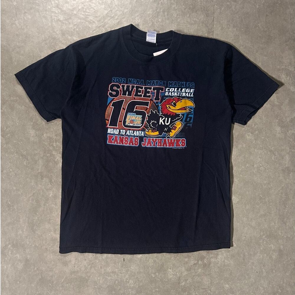 2002 Vintage Kansas Jayhawks Sweet Sixteen Navy T-Shirt -L
